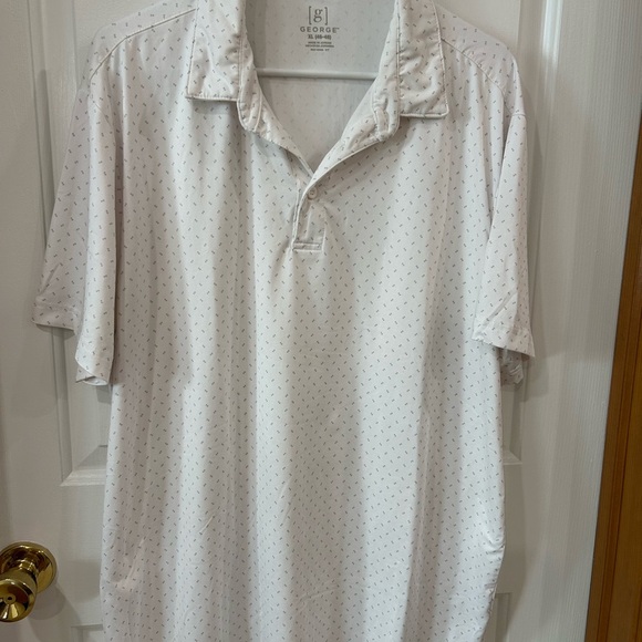 George White Polo Shirt with Subtle Pattern golf classy sophisticated clean XL - Picture 1 of 3